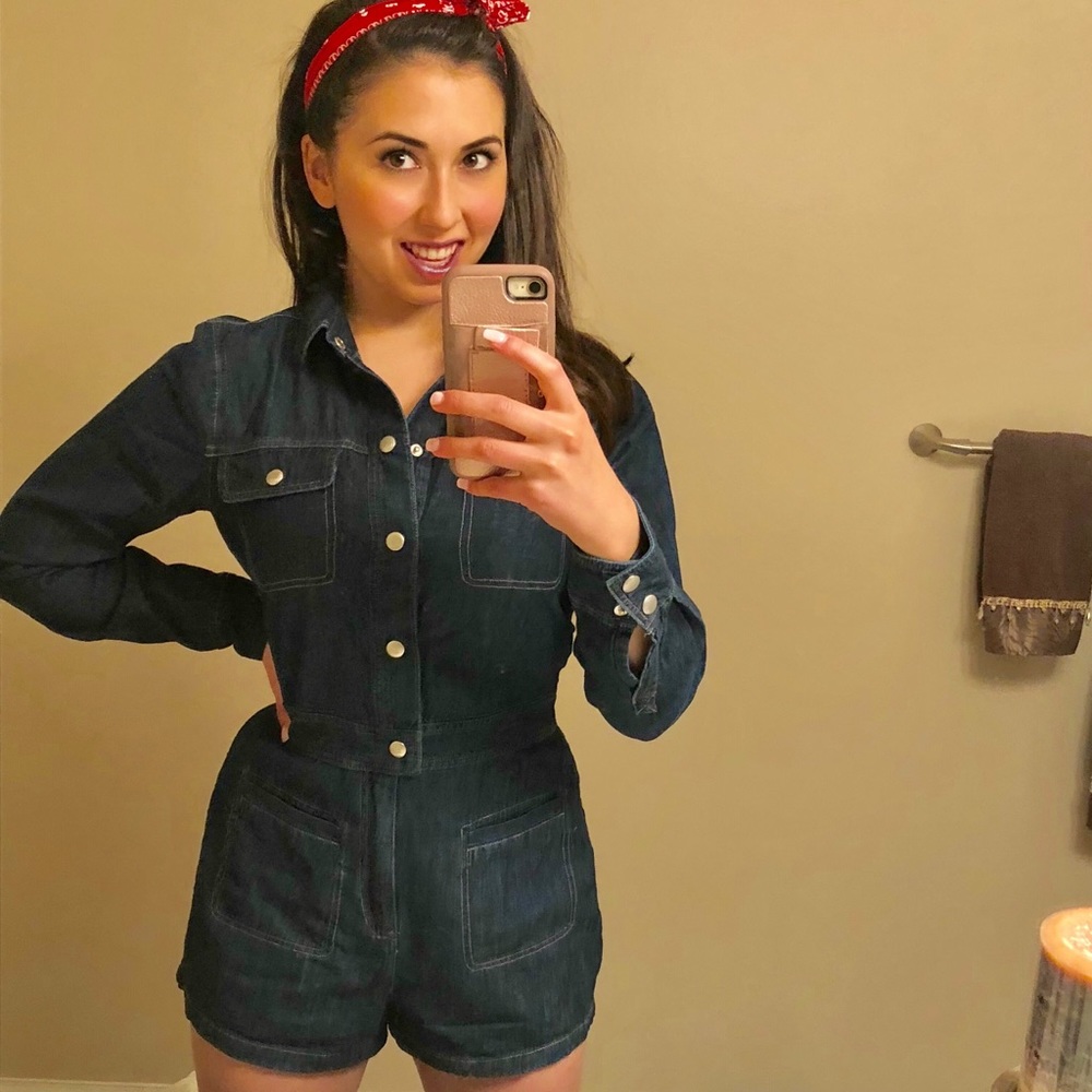 Flirty Long sleeve jean romper